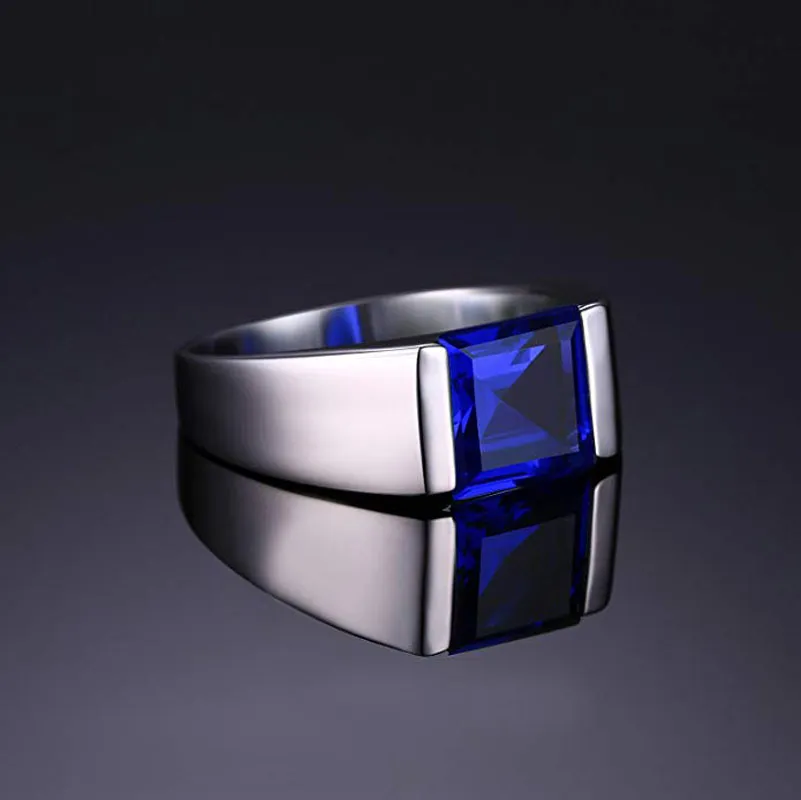 LMDPRAJAPATIS Anillo De Plata De Ley 925 Con Piedra Natal Astrológica De 8.25 Rati/7.50 Quilates Con Piedra Natal Astrológica Para Hombres O Mujeres, Plata, Zafiro