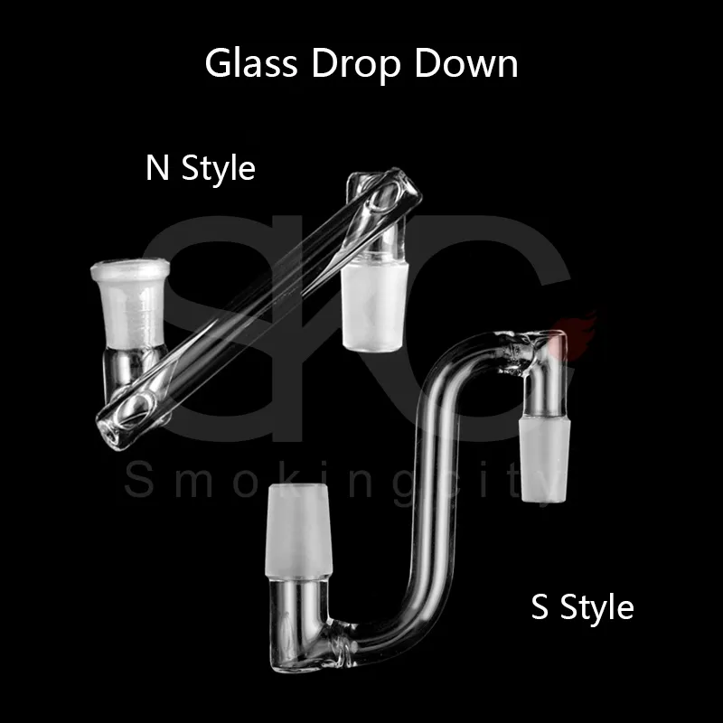 Großhandel Glas Drop Down Adapter Stecker auf Stecker Buchse 14mm 18mm Drop Down Adapter Glas Wasserbongs Rig Dab Bohrinseln Bongs Adapter