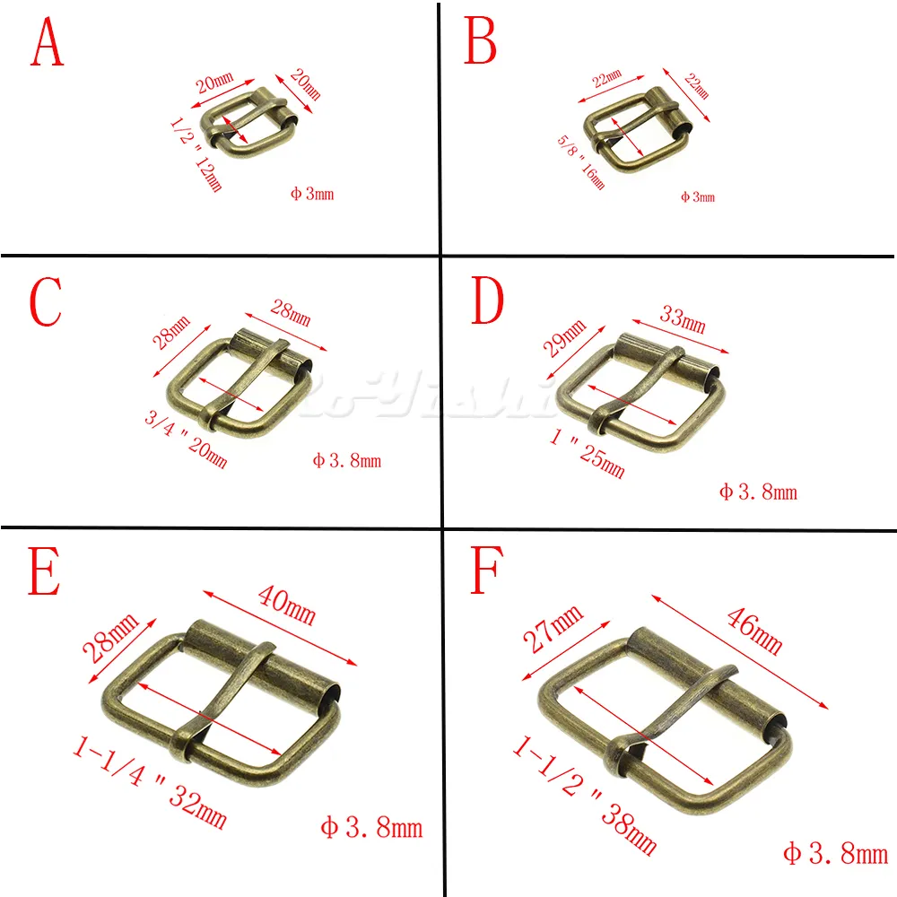 50 pz/lotto Ottone Antico Filo Metallico Formata Mezzo Singolo Rullo Fibbie per Cintura per Borsa A Mano Cinturino per Scarpe Rettangolo Anello Artigianale In Pelle