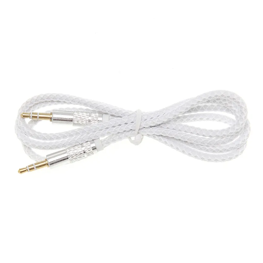 Jack 3.5mm Audio Cable Nylon Braid Candy 3.5mm Bil Aux Cable Headphone Extensionskod för telefon MP3 Bil Headset Speaker 500PCS