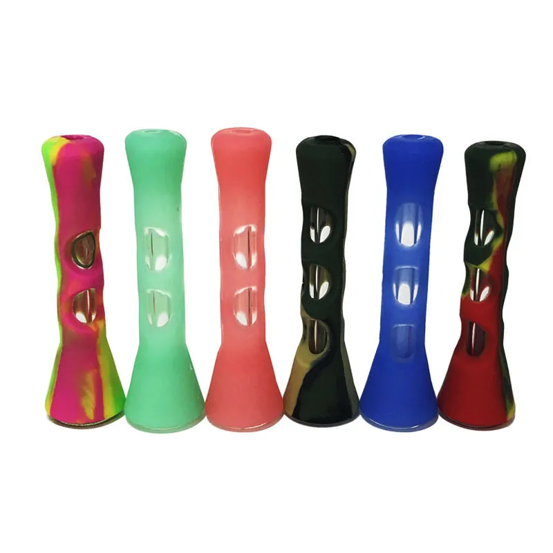 87MM Silicone Pipe À Fumer One Hitter Pirogue Pipe Tabac Cigarette Pipe Main Cuillère Pipes Accessoires De Fumée En Gros DHL