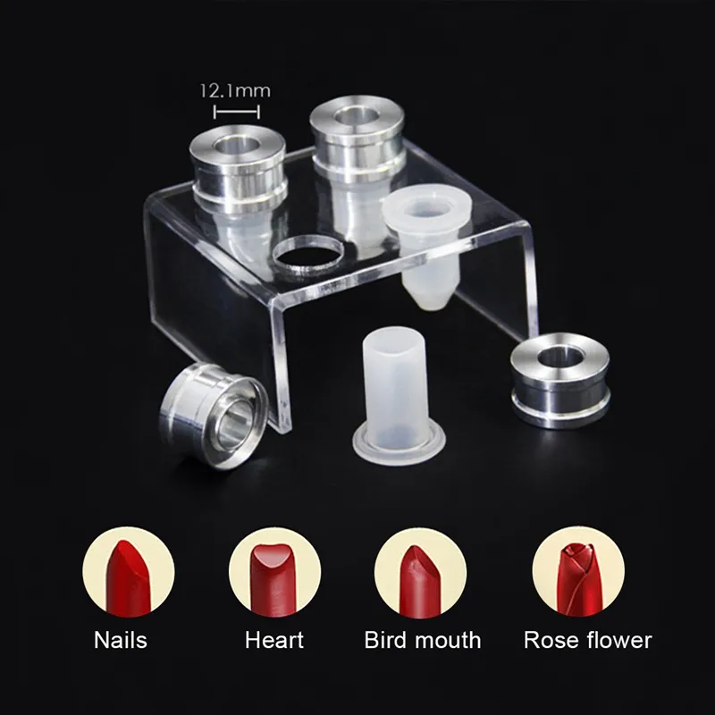 9-piece DIY 12.1mm simple lipstick filling tube silicone mold aluminum ring four-hole bracket homemade lipstick tool simple set