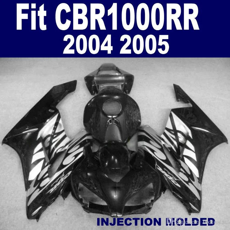 ABS Full Fairing Kit för Honda Original Mold Fairings CBR 1000RR 04 05 Svart Silver Motobike Set CBR1000RR 2004 2005 KA67