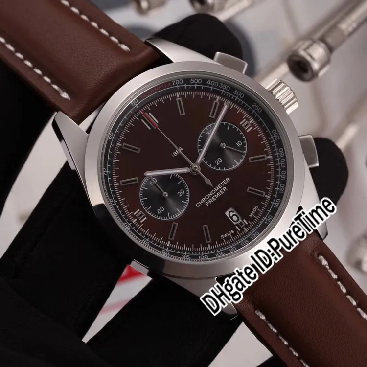 Neue Premier B01 AB0118221G1P2 VK Quarz-Chronograph Herrenuhr, Stahlgehäuse, weißes Zifferblatt, schwarzes Hilfszifferblatt, schwarzes Leder, weiße Linie, Pureti301C