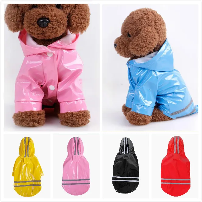 5 Raincoats Reflexão colorida do cão de estimação de PU com chapéu roupa impermeável para coat cães pequenos Chihuahua Yorkie Dog chuva Poncho do filhote de cachorro Chuva Jacket