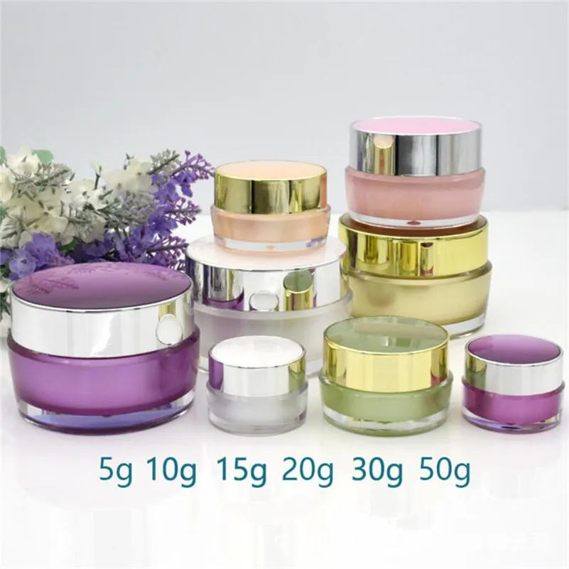 5g 10g 20g 30g Acrylique Crème Cosmétique Pot Bouteille Visage Crème Pot Lotion Bouteille Échantillon Conteneur