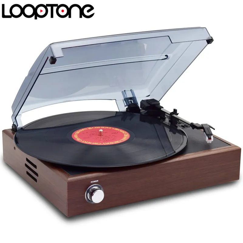 3 Speed Belt Drive Stereo Turntable with Built in Speakers Line Out AC110 130V 220 240V