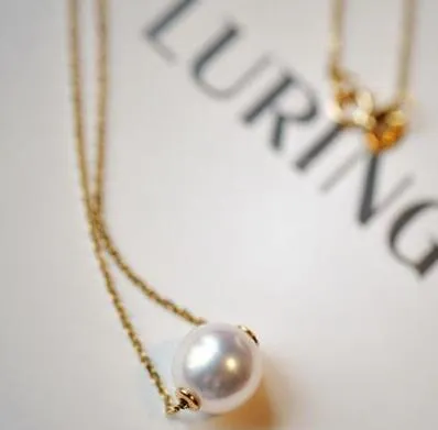 Free Shipping Akoya 8-9mm 18k natural pearl necklace pendant
