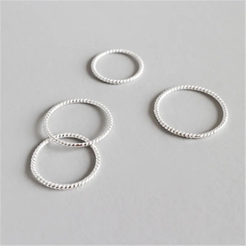 Ring aus 100 % reinem 925er-Sterlingsilber, modisch, schlichter feiner Schmuck, 1,2 mm dünn, kleiner Twist-Fingerring für Damen und Herren