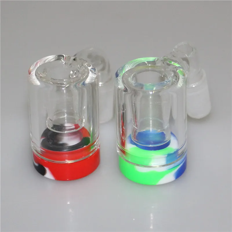 Glass Ash Catcher hookah With Silicone Jar 45/90 Degree 14mm Male Female Joint Bubbler AshCatcher Bong Dab Rig water pipe