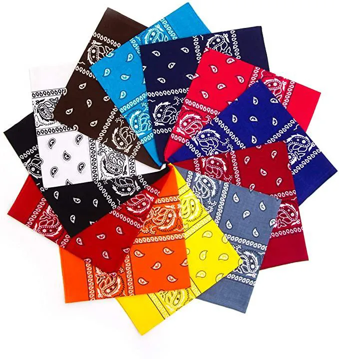 22 x 22 cal Bandanas Opaski dla kobiet Mężczyźni Nowość Dwuosobowy Druk Paisley Cowboy Bandana Party Favor Scarf Chusteczki