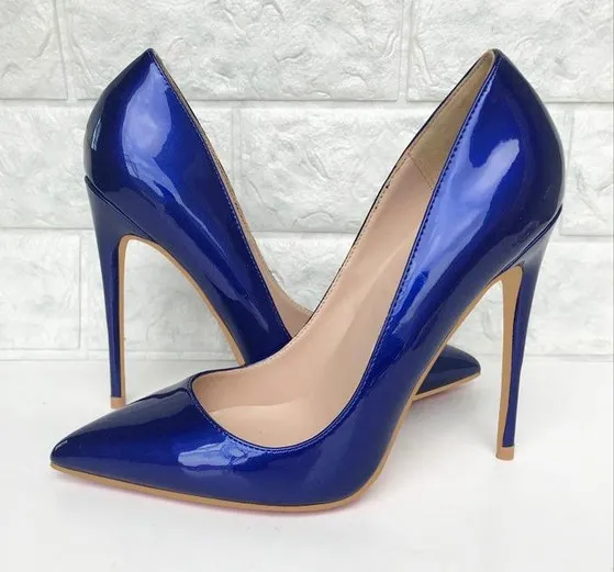 Royal blue patent leather pumps on sale
