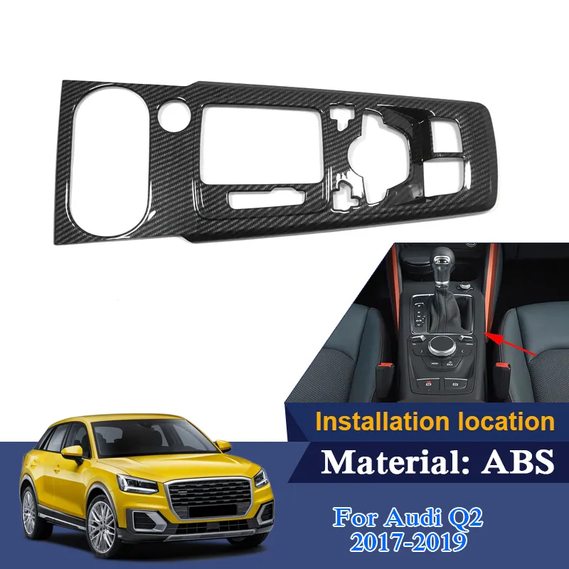 ABS-Innenleisten für Audi Q2 2017–2019 Low Mach, Auto-Getrieberahmen,  Pailletten, internes Zubehör, Dekorationsaufkleber