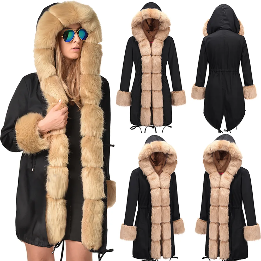 Female Novelty Hooded Parka Women Trench Coats Black Super Size XXL ...