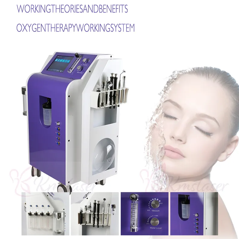 Nueva máquina de belleza de hidrodermoabrasión multifuncional 7 en 1 con máscara de oxígeno en aerosol para el cuidado facial