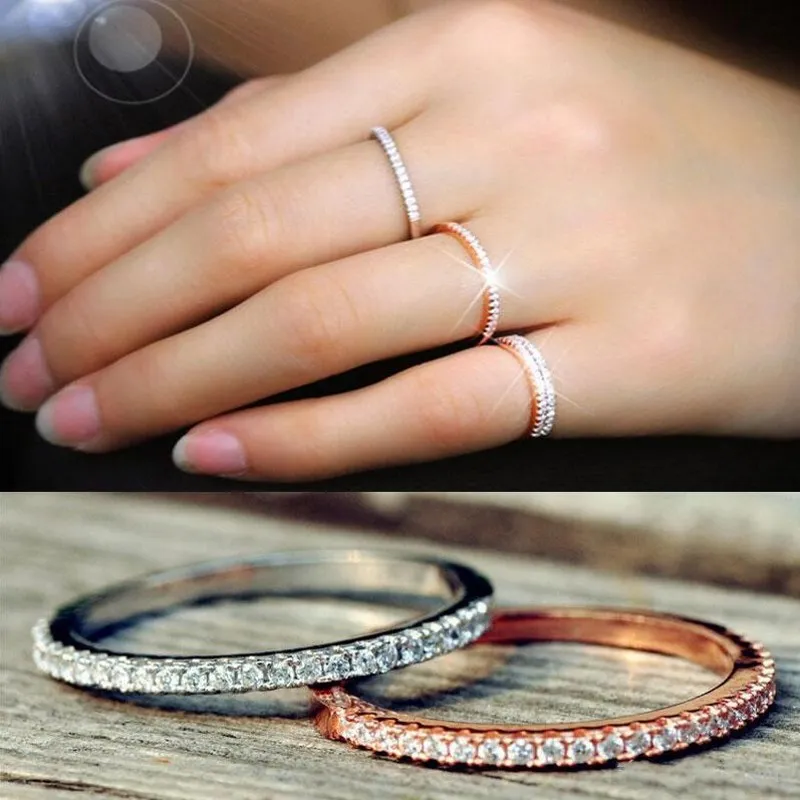 2020 Nouvelle Arrivée Simple Bijoux De Luxe En Argent Sterling 925 Plein Saphir Blanc CZ Diamant SONA Pierres Précieuses Promise Femmes Bague De Mariage Bague Gif