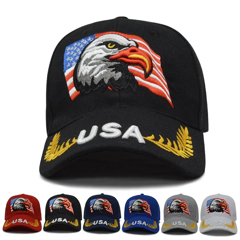 USA Stickerei Baseballmütze Adler Amerika Flagge Brief Outdoor Hysteresenhüte Unisex Reise Sport Kausalen Kappen FFA1940