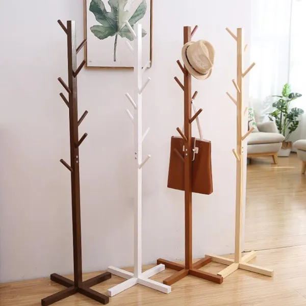 Solid Wood Coat Rack Modern Hanger Bedroom Living Room Shoe Tree