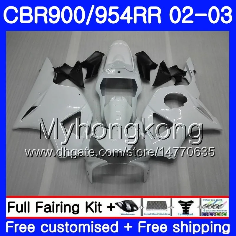 Lichaam voor HONDA CBR900RR CBR 954 RR CBR900 RR CBR954 RR 280HM.12 Gloss White Frame CBR 900RR CBR954RR 02 03 CBR 954RR 2002 2003 FUNDINGS KIT