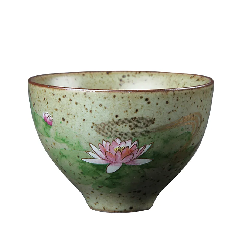 Traditional Vintage Tea Bowl Accessories High Quality Lotus Tea Cup Retro Style Handpainted Ceramic Teacup Porcelain Drinkware
