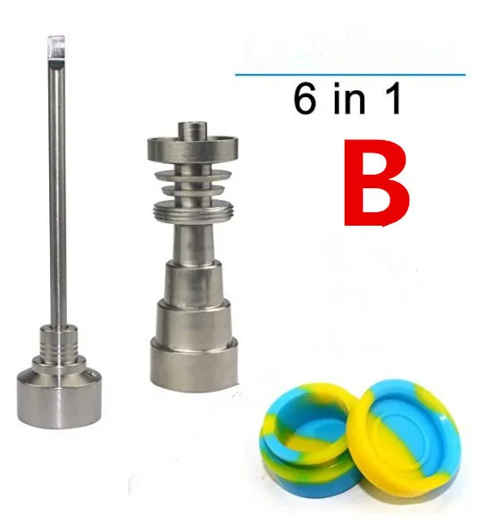 100% GR2 Groothandel Titanium Nail 6 in 1 Domeloze Titanium Nails met Titanium Carb Cap Set Point Tip / Flat Tip Tidabber Wholesael PRIC