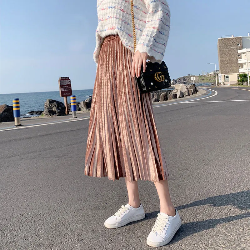 Womens gold velvet skirt hotsell