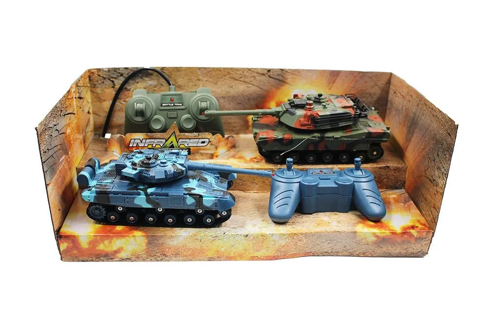 ZC infravermelho indução Duplo Batalha RC Tank, uma caixa de 2 PCS com Simulaiton som, luzes, Turret Can 180 ° Girar, prenda de Natal Kid aniversário 02