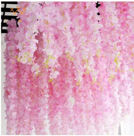 34cm Connectable Artificial Flower Silk Rattan Strip Hydrangea Garlands Romantic Wedding Decoration Party DIY Craft Wreath