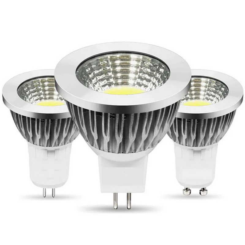 LED Spotlights COB GU10 MR16 E27 5W Aluminium Hög värmeavledning Dimbar Spot Downlight LED-lampor Inomhusdekoration AC85-265V DC12V