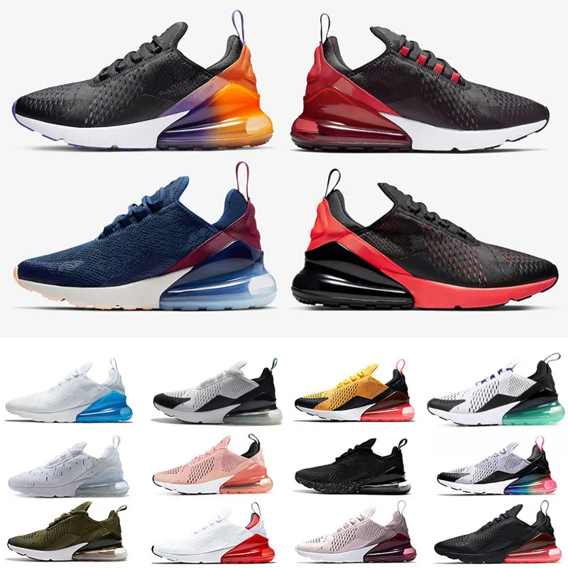 NIKE Air Max 270 2020 Homens Mulheres Triplo Preto Laranja Shoes