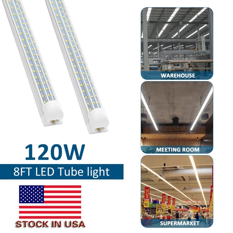 25 Stück 4 Fuß 5 Fuß 6 Fuß 8 Fuß LED-Röhrenlicht D-förmige integrierte LED-Röhren 4 8 Fuß 120 W Kühltür-Gefrierschrank-LED-Beleuchtung für Werkstatt, Garage, Lager
