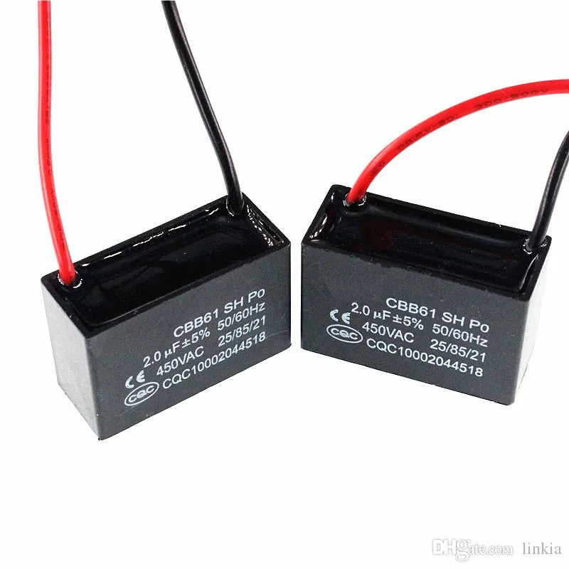 Wholesale CBB61 450VAC 2UF Fan Starting Capacitor Lead Length 10cm With Line270Q From Ai821, 3.