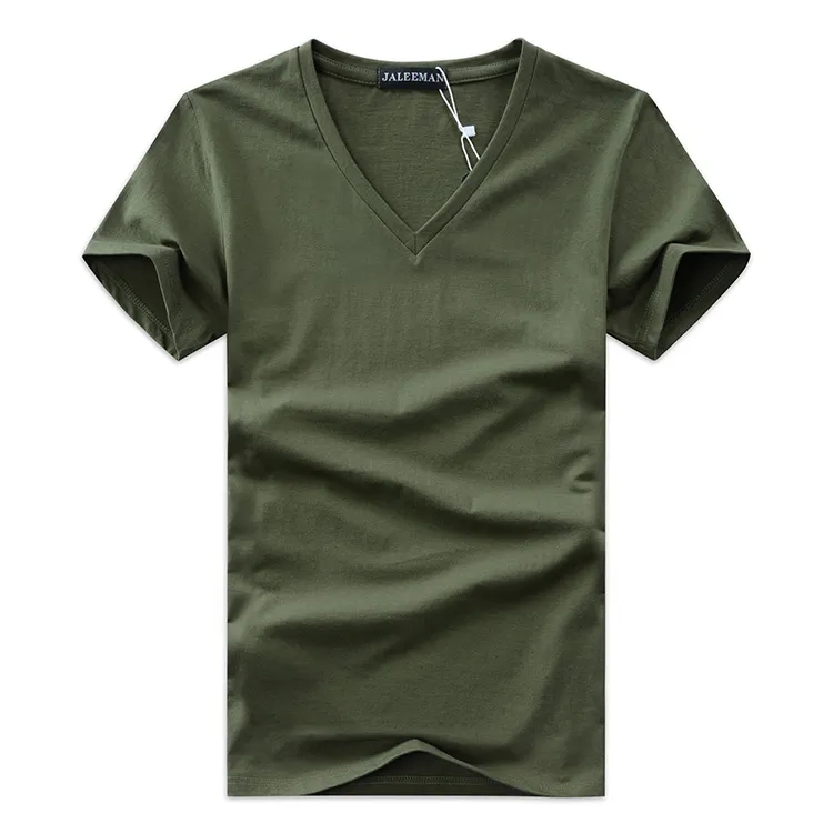 Camiseta con cuello en V para hombre, camisetas de manga corta de algodón, camisetas informales de alta calidad ajustadas de marca clásica, superventas de verano