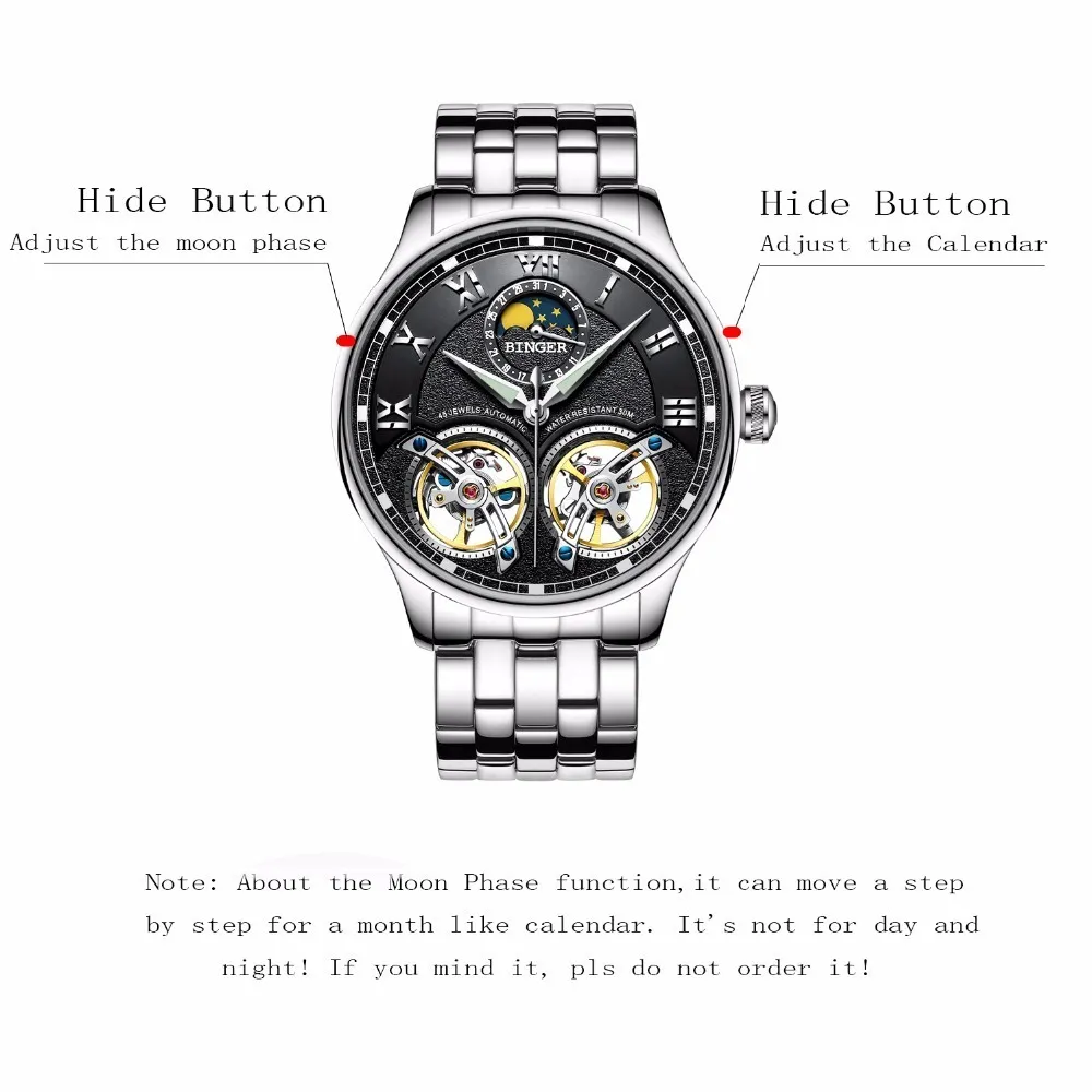 Double Switzerland Watches Binger Original Mens Automatic Watch Self Wind Fashion Men Mechanical Wristwatch Leather Y19051502654 From 136 36 DHgate
