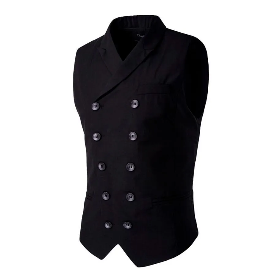 Fashion Fit Double Breasted Men Suit Vest Formal Business Jacket ...