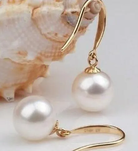 Gratis verzending+aantrekkelijke 9-10 mm Akoya White Pearl Earring