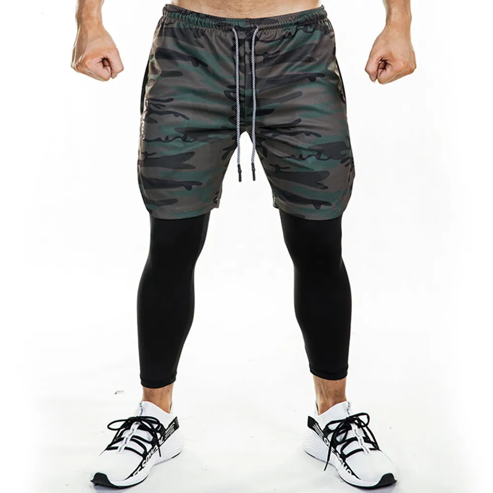 Pantalons de survêtement de course Shorts et leggings pour hommes 2 en 1 Sportswear Gym Fitness Pantalons de sport Legging Crossfit Jogger Vêtements d'entraînement