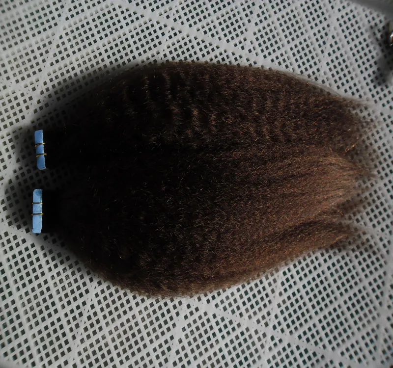 Cheveux de bande yaki italiens / grossiers 100% extensions de cheveux humains 40pcs bande droite crépue dans les extensions de cheveux humains