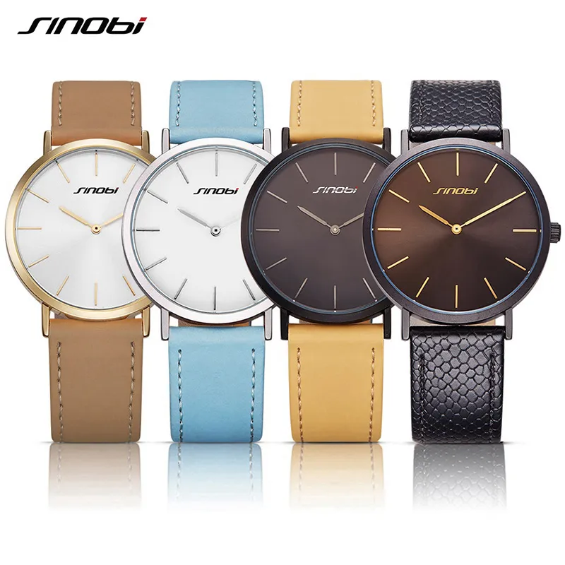 SINOBI Nouveau Design De Mode Dames Montres Élégant Simple Femme Montre À Quartz Femmes Moderne Tendance Bracelet En Cuir Montre Femme285B