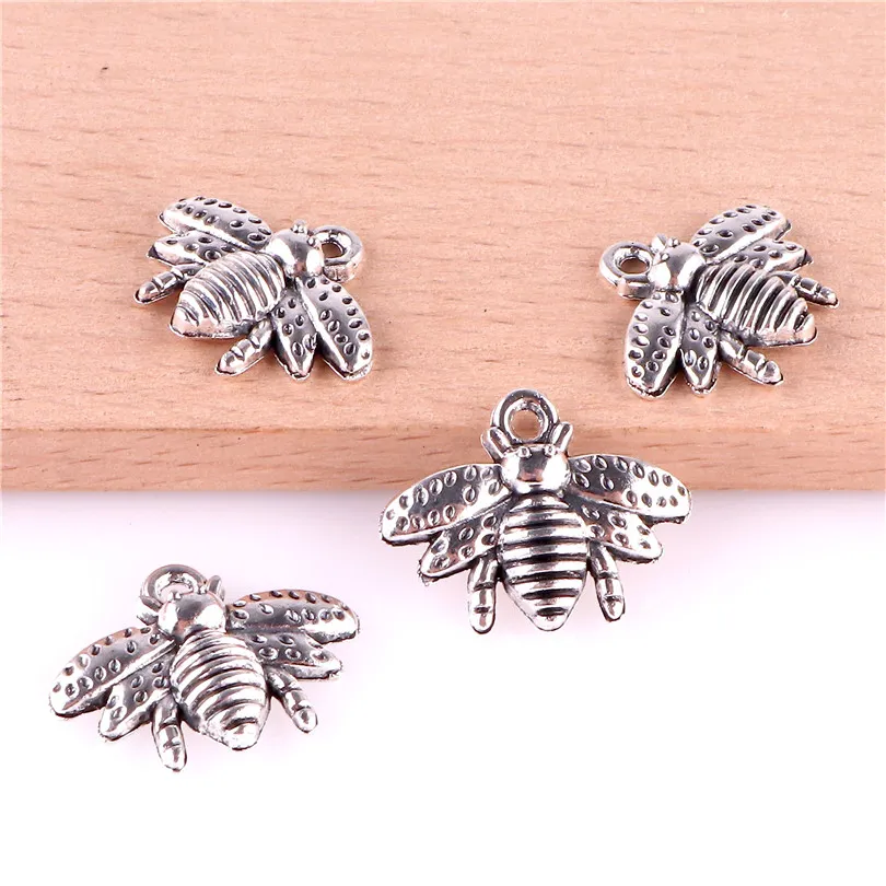 23361 50 PZ Lega Insetti Api Charms Ciondolo Retro Creazione di Gioielli Portachiavi FAI DA TE Ciondolo In Argento Antico Per Orecchini Braccialetto