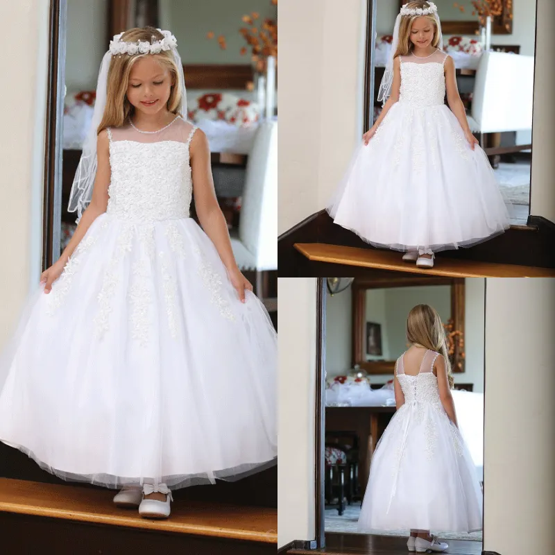 White Lace First Holy Little Rascals Communion Dresses With Sheer Neckline Backless Design And Beaded Detailing Perfect For Pageants And Flower Girls From Bridalstore 43.88 DHgate.Com
