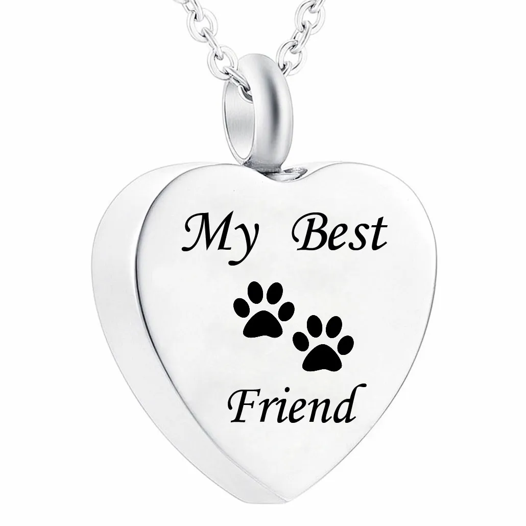 Memorial Haustier Asche Andenken Hundekatze Cremation Schmuck Urne Anhänger Halskette Paw Print Asche Memorial Heaksake