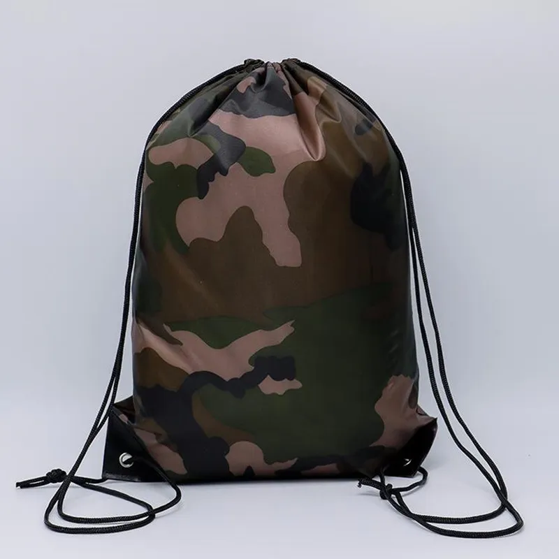 Drawstring Bags Camouflage Vattentät Drawstring Ryggsäck Camo Gymväska Skola Sport Utomhus Beach Turism Skosväska Gratis FedEx TNT