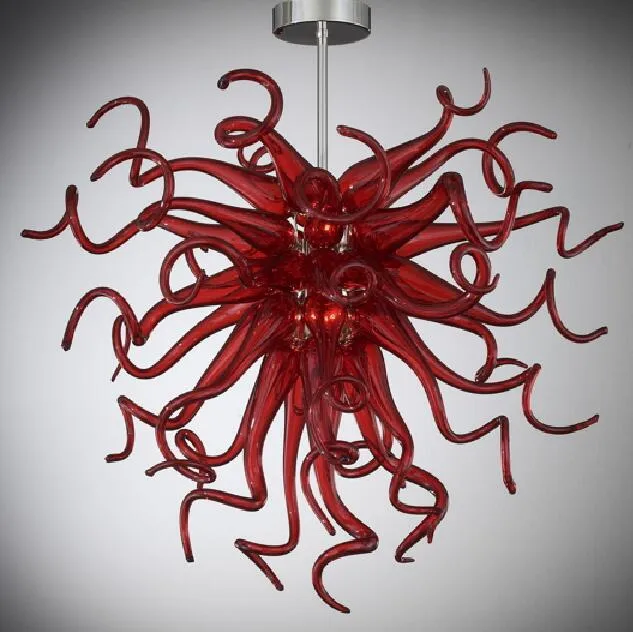 Goedkope Red Hanger Lampen Moderne Hand Blown Glas Kroonluchter Verlichting Europese Stijl LEIDENE Lichte CE / UL-certificaat