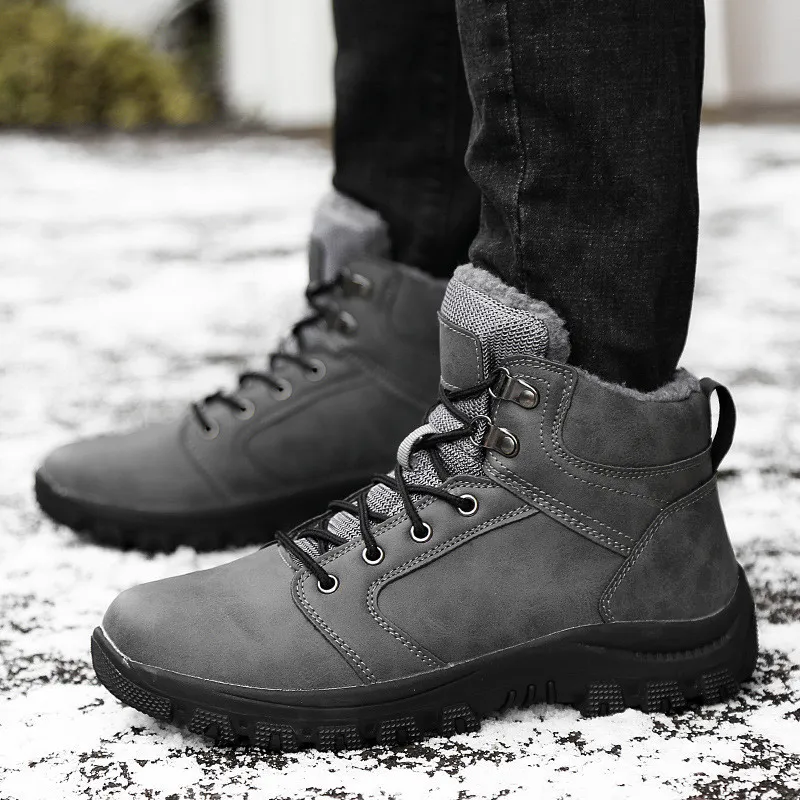 Botas masculinas inverno quente e confortável impermeável botas de motocicleta de alta qualidade lace homens casuais botas de trabalho