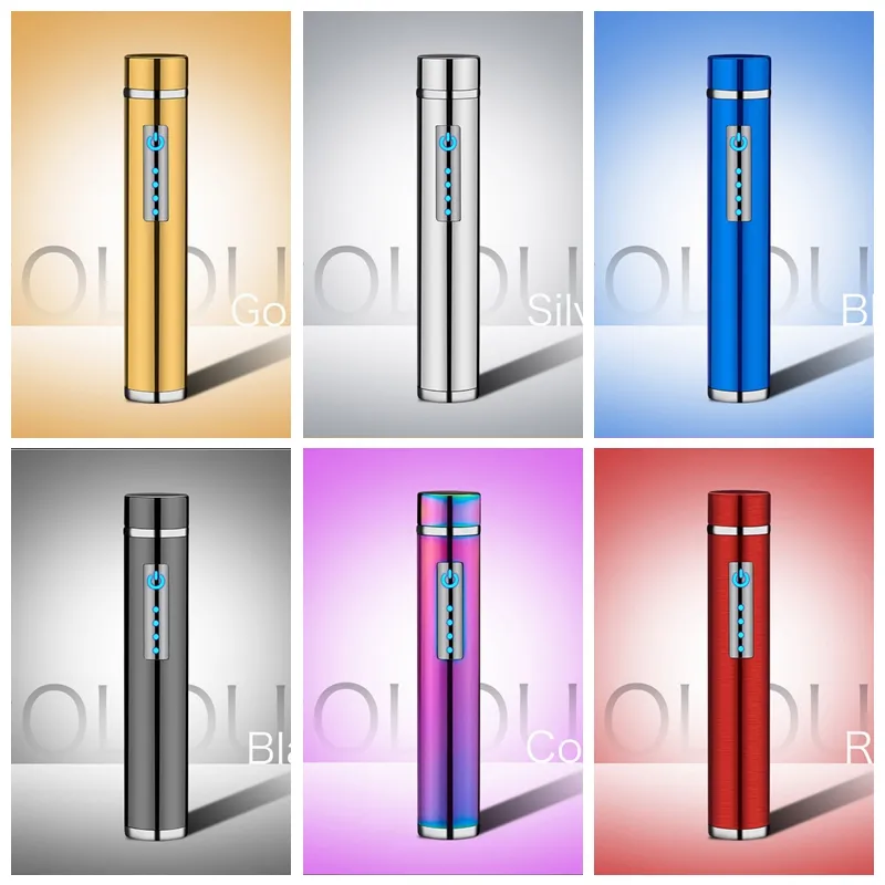 Nuevo colorido mini cilíndrico táctil inducción USB doble arco encendedor de carga portátil diseño innovador para fumar cigarrillos herramienta de pipa