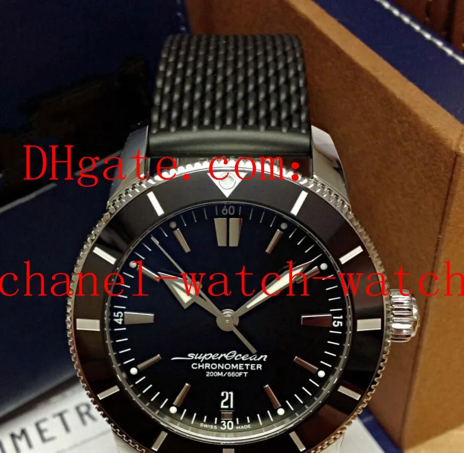 Высокое качество Superocean Heritage II AB2030, черный циферблат, 44 мм, мужские автоматические часы, мужские наручные часы с резиновым ремешком199k