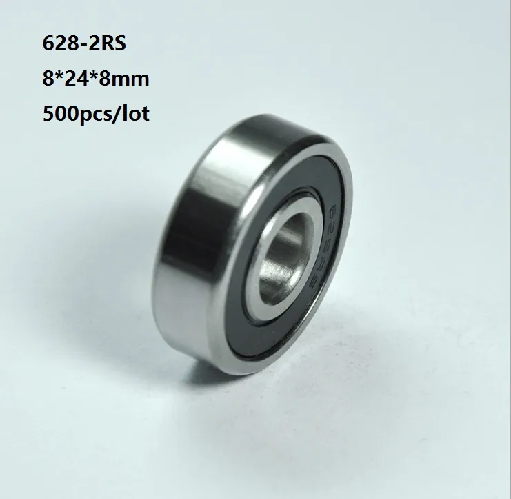 500pcs/lot 628RS 628-2RS 628 RS 2RS Miniature mini double Rubber seal ball bearings 8*24*8mm Deep Groove Ball bearing 8x24x8mm