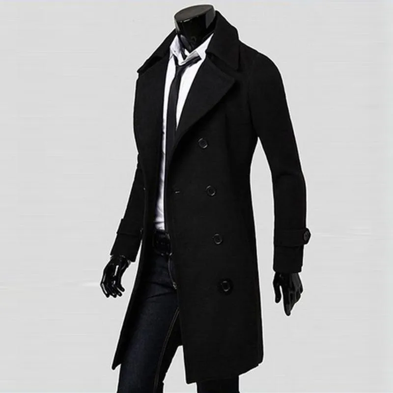 Winter Männer Mantel Schlank Stilvolle Graben Zweireiher Lange Jacke Parka BK/M Casual hohe qualität Herbst Herren Tops bluse Neue