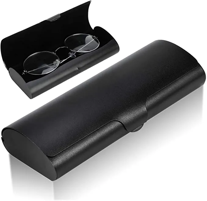 Custodia per occhiali con guscio rigido in alluminio argento Custodia per occhiali miope leggera Custodia nera Custodia per occhiali satinata opaca